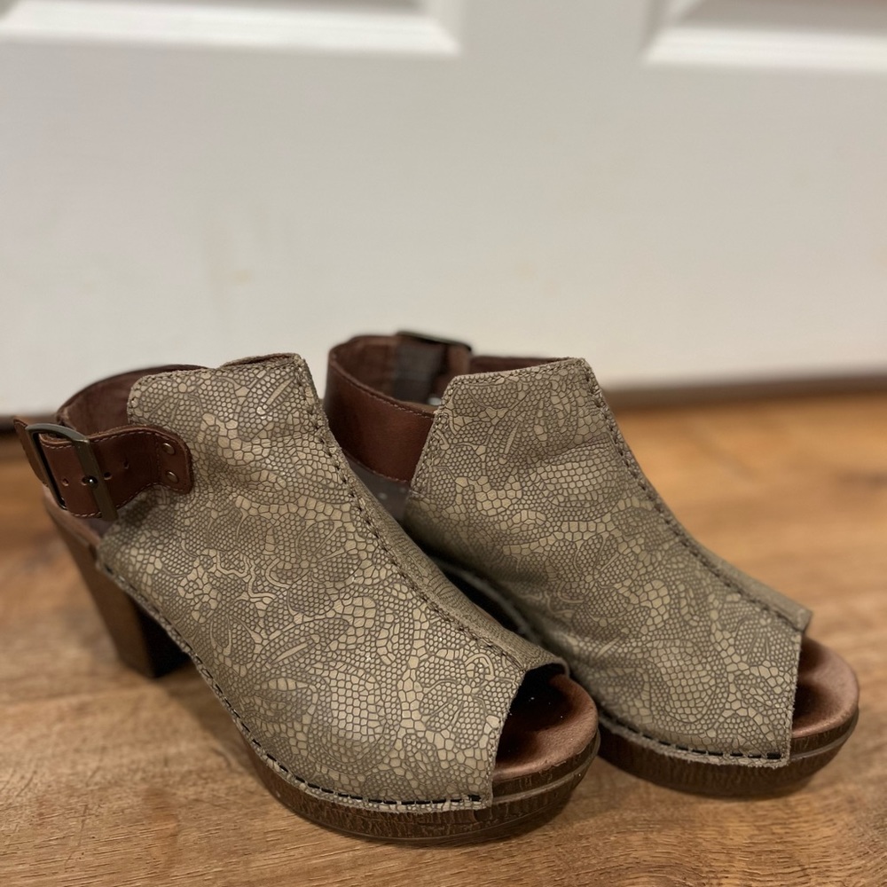 Dansko platform peep toe sandals